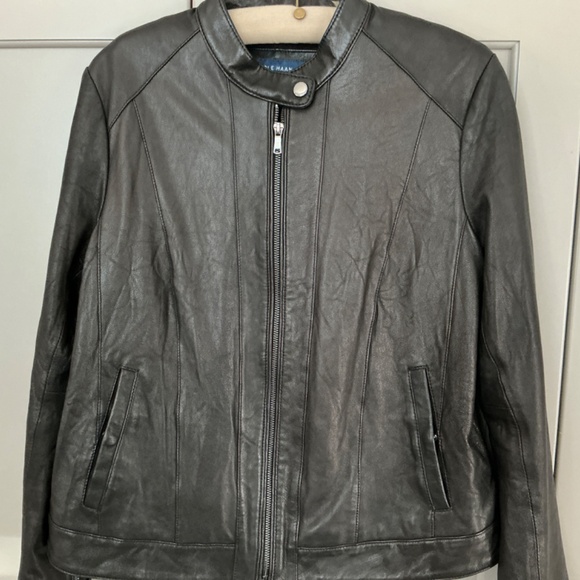 Women’s Cole Haan Black Leather Jacket xl - Picture 6 of 7